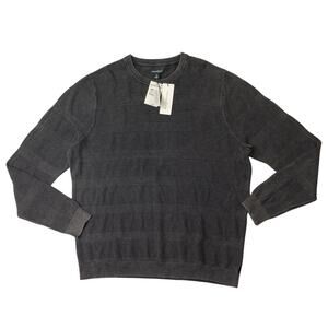 Treasure & Bond Sweater Mens XL Charcoal Textured Ribbed Knit Crew Neck Pullover